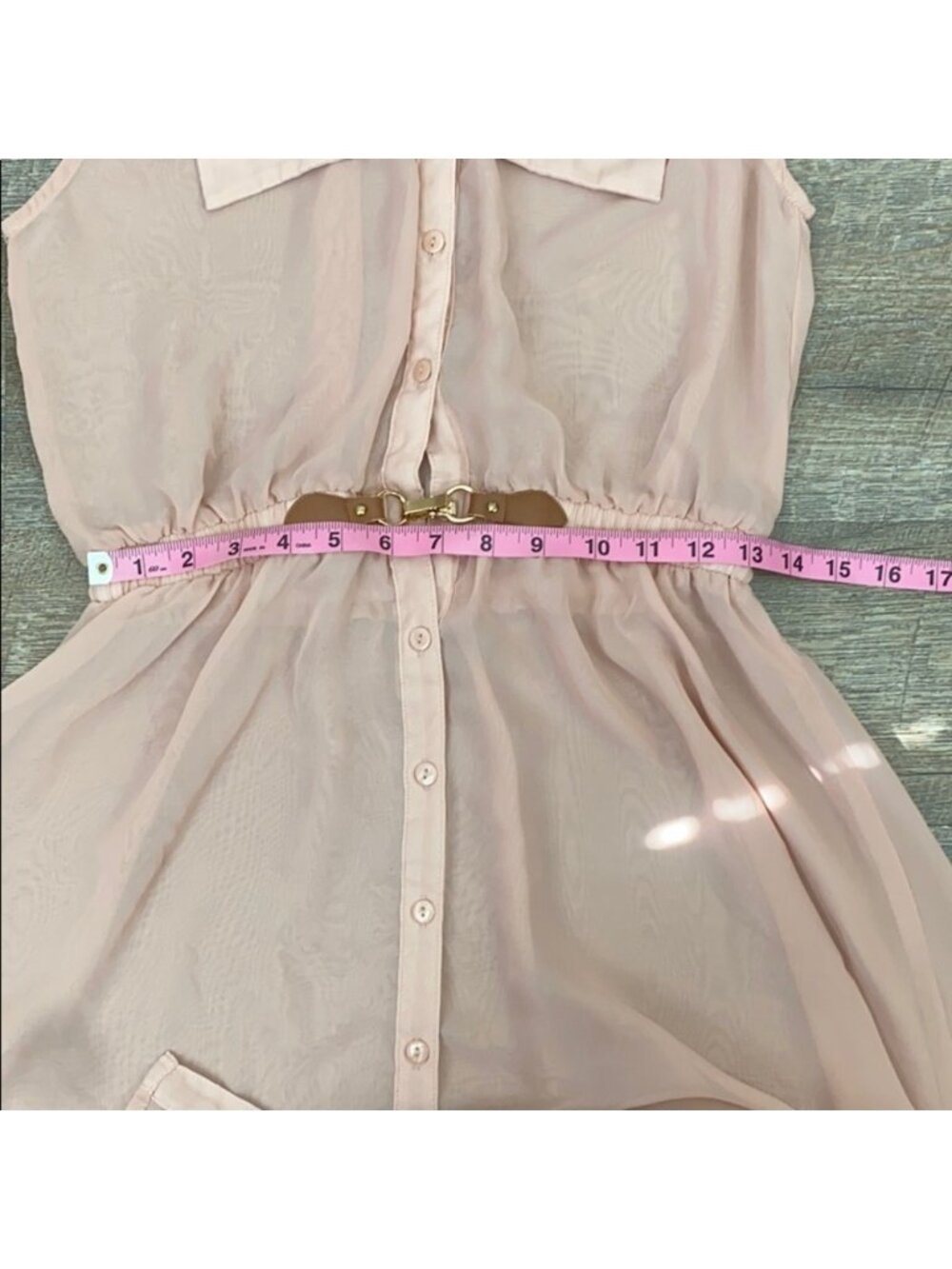 R & B Sheer Pink Sleeveless Dress Medium - Picture 9 of 11